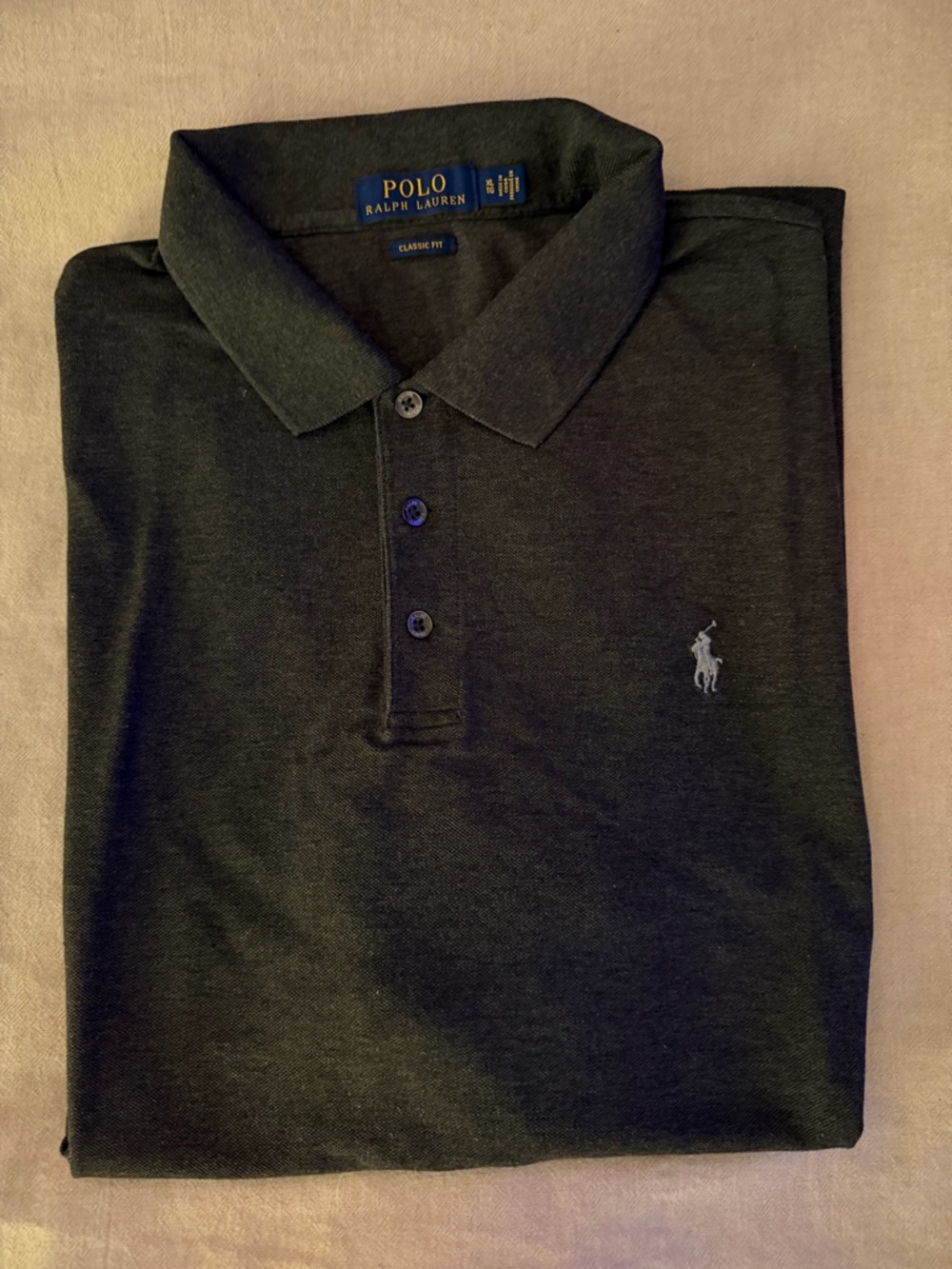Polo Ralph Lauren Classic Fit XL Polo Shirt Pique Knit Dark Gray